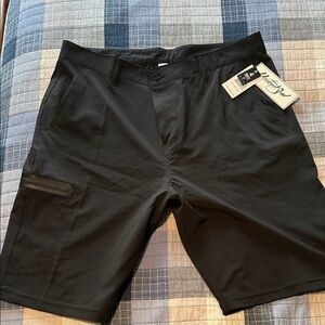 Men's Black Flat-Front Performance Shorts by Hooked Soul